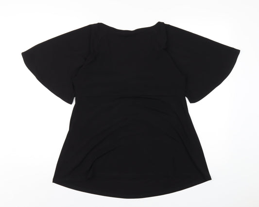 Womens UK Size 12 Dorothy Perkins Black Basic T-Shirt