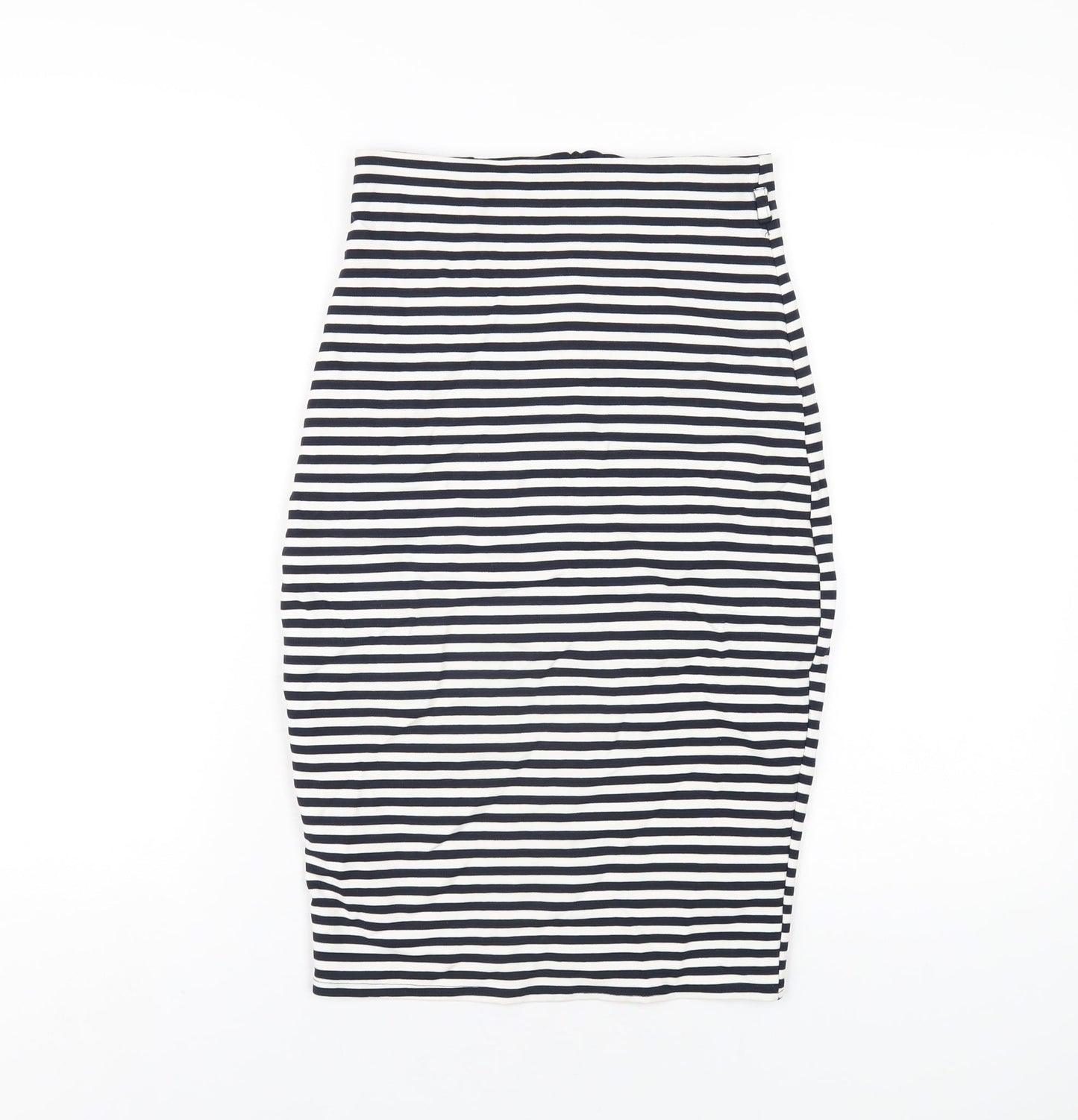 Jane Norman Womens Blue Striped Polyester Straight & Pencil Skirt Size 24 in Zip