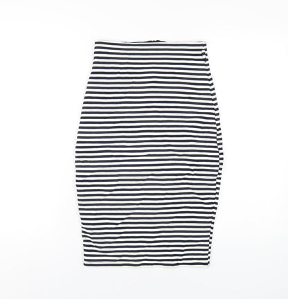 Jane Norman Womens Blue Striped Polyester Straight & Pencil Skirt Size 24 in Zip