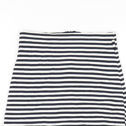 Jane Norman Womens Blue Striped Polyester Straight & Pencil Skirt Size 24 in Zip