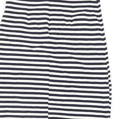 Jane Norman Womens Blue Striped Polyester Straight & Pencil Skirt Size 24 in Zip