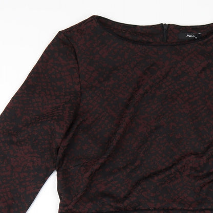 M&Co Womens Red Geometric Polyester A-Line Size 12 Round Neck Zip