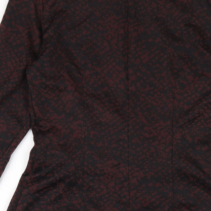 M&Co Womens Red Geometric Polyester A-Line Size 12 Round Neck Zip