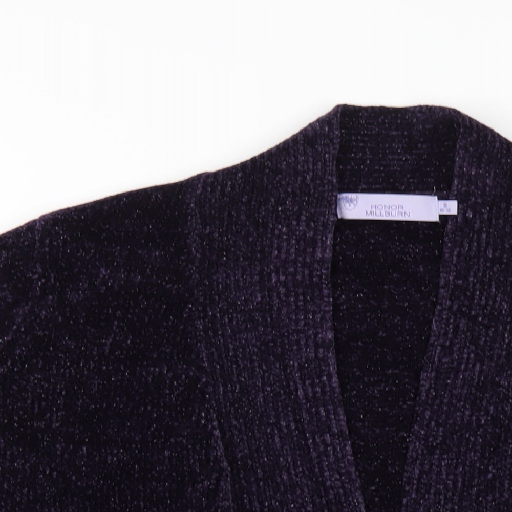 EWM Womens Purple V-Neck Polyester Cardigan Jumper Size 10