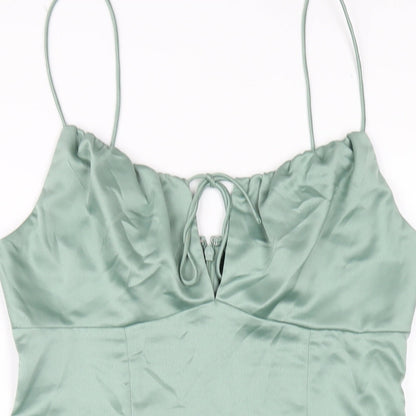 Topshop Womens Green Polyester A-Line Size 12 Scoop Neck Zip