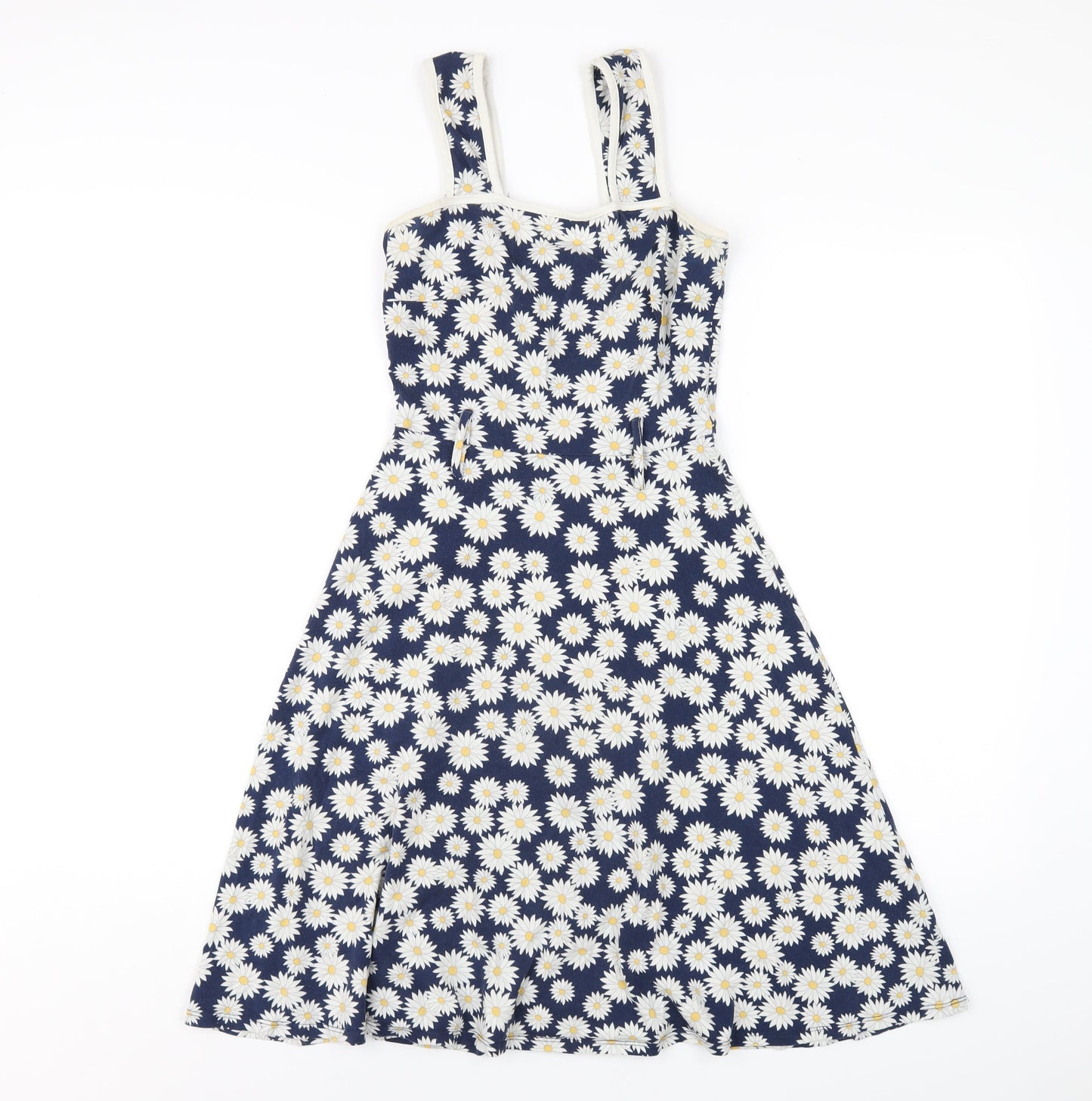 Dorothy Perkins Womens Blue Floral Cotton A-Line Size 6 Square Neck Pullover