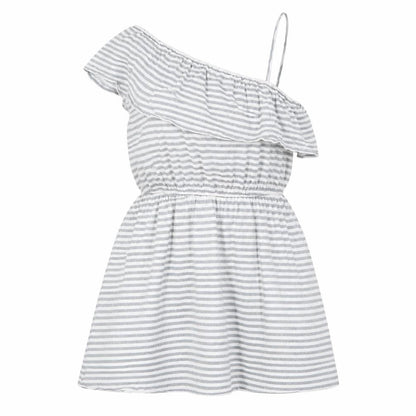 New Look Womens Grey Striped Cotton A-Line Size 14 One Shoulder Pullover