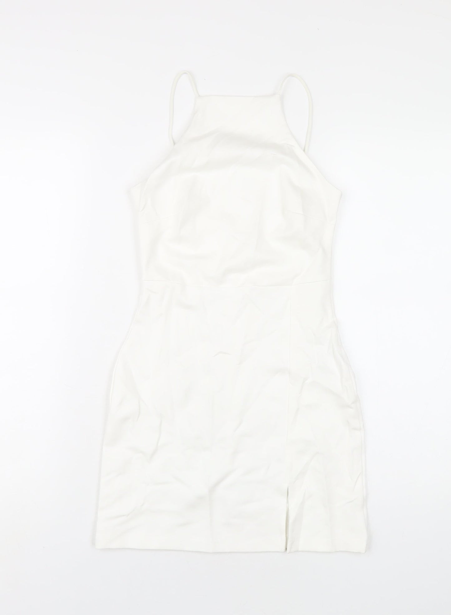 Stradivarius Womens White Viscose Bodycon Size XS Square Neck Pullover