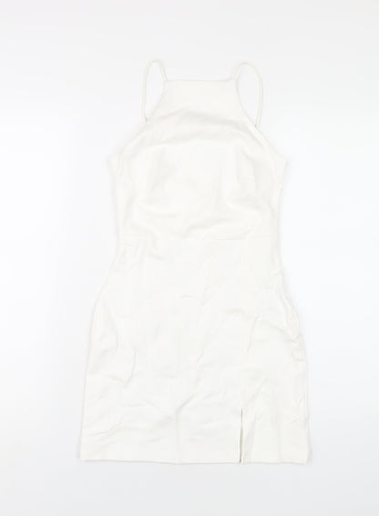 Stradivarius Womens White Viscose Bodycon Size XS Square Neck Pullover