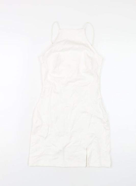 Stradivarius Womens White Viscose Bodycon Size XS Square Neck Pullover
