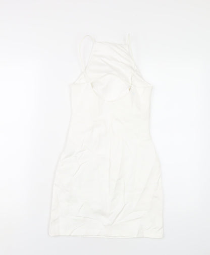 Stradivarius Womens White Viscose Bodycon Size XS Square Neck Pullover