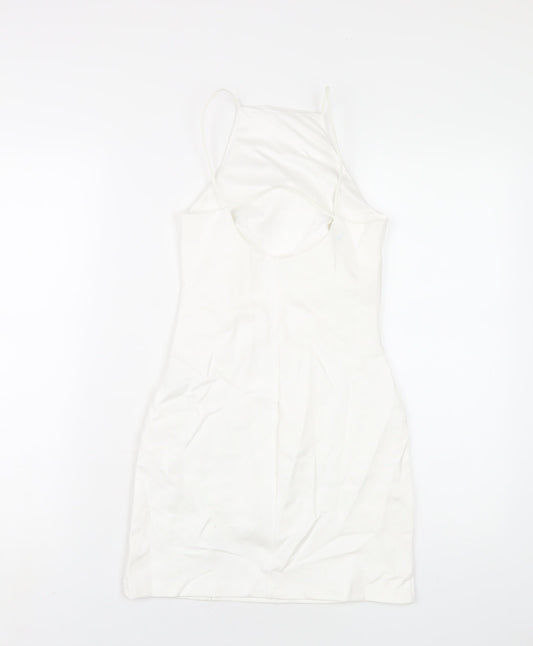 Stradivarius Womens White Viscose Bodycon Size XS Square Neck Pullover