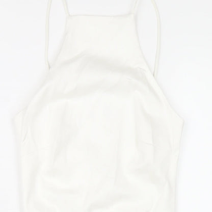Stradivarius Womens White Viscose Bodycon Size XS Square Neck Pullover