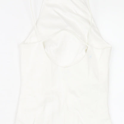 Stradivarius Womens White Viscose Bodycon Size XS Square Neck Pullover