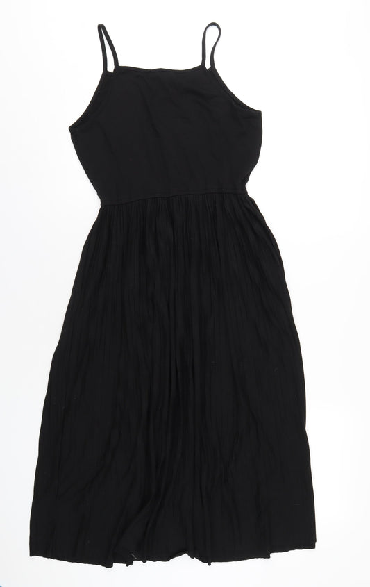 New Look Womens Black Striped Polyester A-Line Size 12 Square Neck Pullover