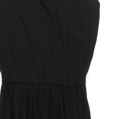 New Look Womens Black Striped Polyester A-Line Size 12 Square Neck Pullover