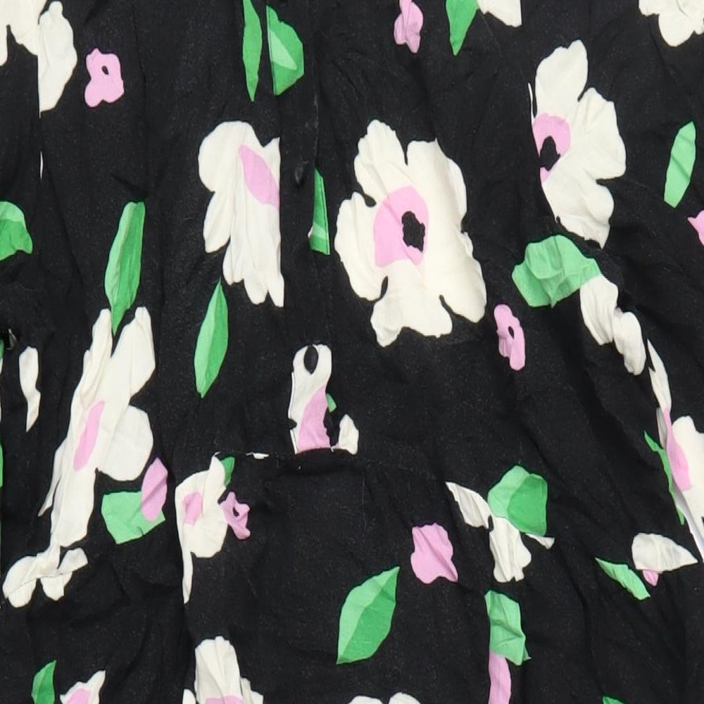 New Look Womens Multicoloured Floral Viscose A-Line Size 14 Collared Button