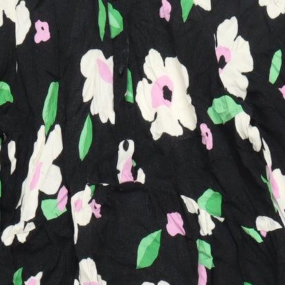 New Look Womens Multicoloured Floral Viscose A-Line Size 14 Collared Button
