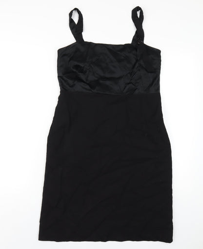 Fenn Wright Manson Womens Black Viscose A-Line Size 12 Square Neck Zip