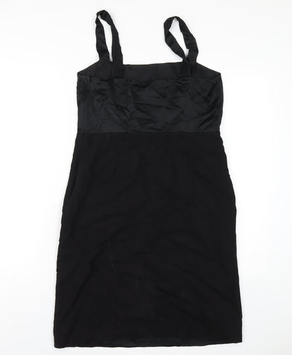 Fenn Wright Manson Womens Black Viscose A-Line Size 12 Square Neck Zip