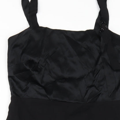 Fenn Wright Manson Womens Black Viscose A-Line Size 12 Square Neck Zip