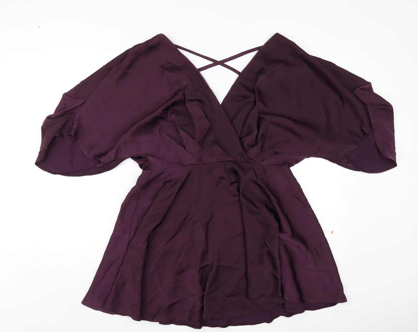 ASOS Womens Purple Polyester A-Line Size 12 V-Neck Zip