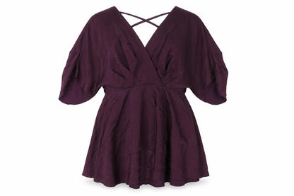 ASOS Womens Purple Polyester A-Line Size 12 V-Neck Zip