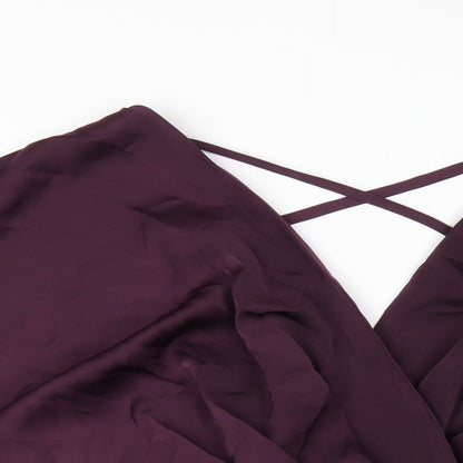 ASOS Womens Purple Polyester A-Line Size 12 V-Neck Zip