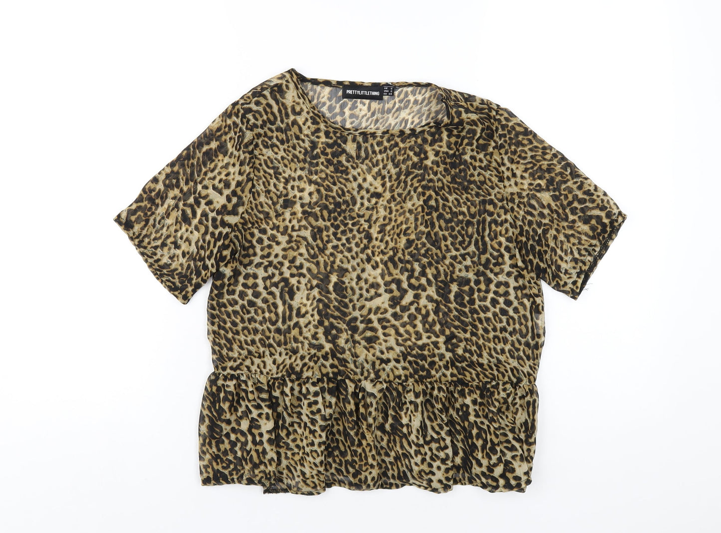Womens UK Size 6 PRETTYLITTLETHING Brown Basic T-Shirt