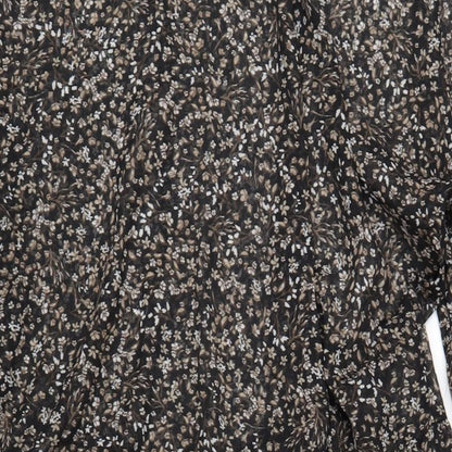 Capsule Womens Black Floral Polyester A-Line Size 14 V-Neck Pullover