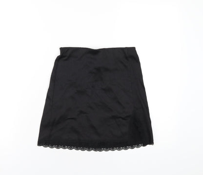H&M Womens Black Polyester A-Line Skirt Size 2XS