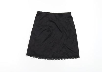 H&M Womens Black Polyester A-Line Skirt Size 2XS