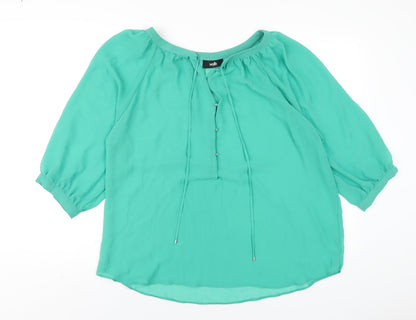 Womens UK Size L Wallis Green Basic Blouse