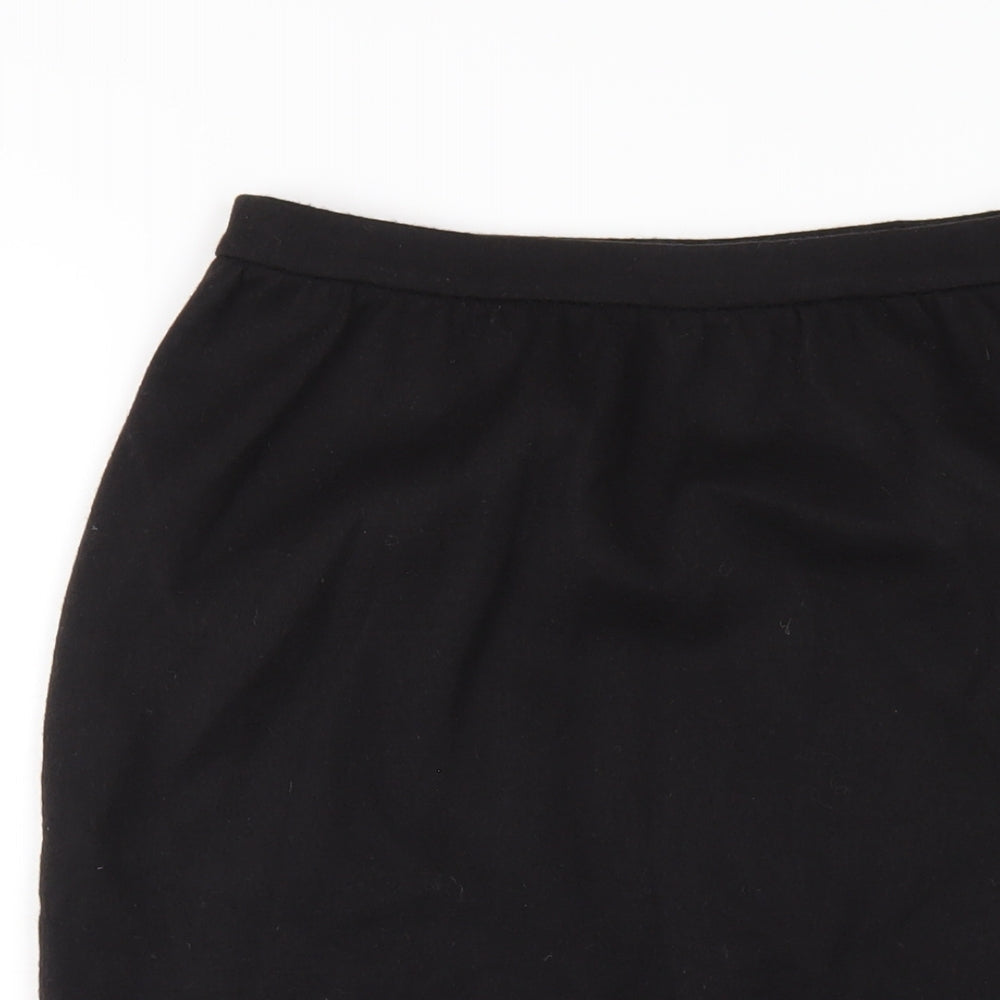 NICOLE FARHI Womens Black Wool Straight & Pencil Skirt Size S Zip