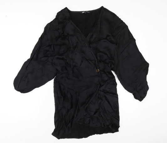 Zara Womens Black Viscose A-Line Size M V-Neck Pullover