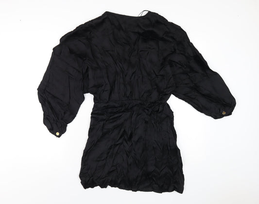 Zara Womens Black Viscose A-Line Size M V-Neck Pullover
