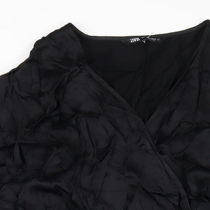 Zara Womens Black Viscose A-Line Size M V-Neck Pullover