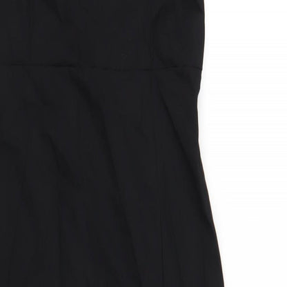 Zara Womens Black Polyester Pencil Dress Size M Square Neck Zip