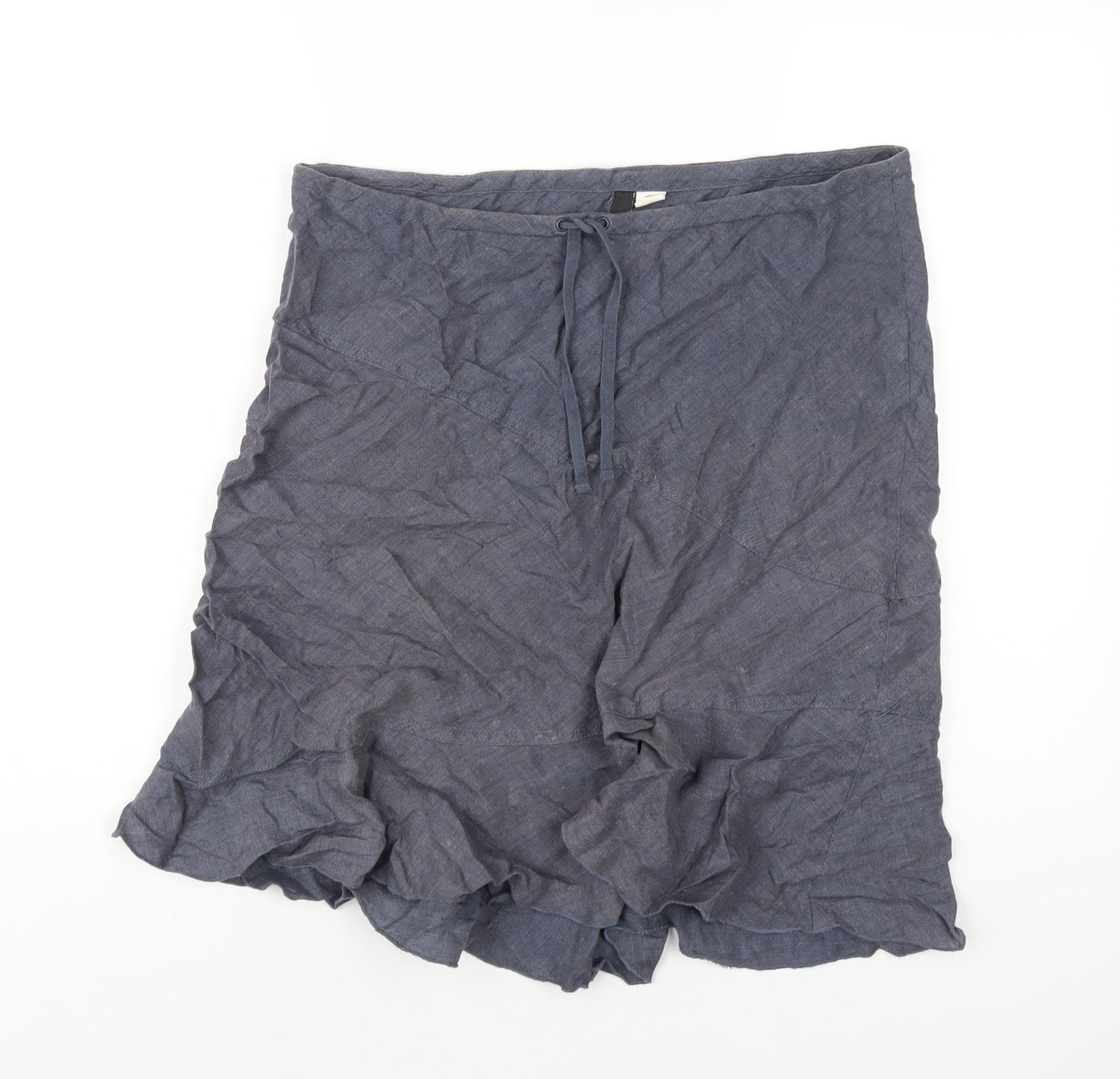 H&M Womens Blue Linen A-Line Skirt Size 10 Drawstring