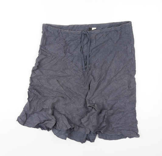 H&M Womens Blue Linen A-Line Skirt Size 10 Drawstring