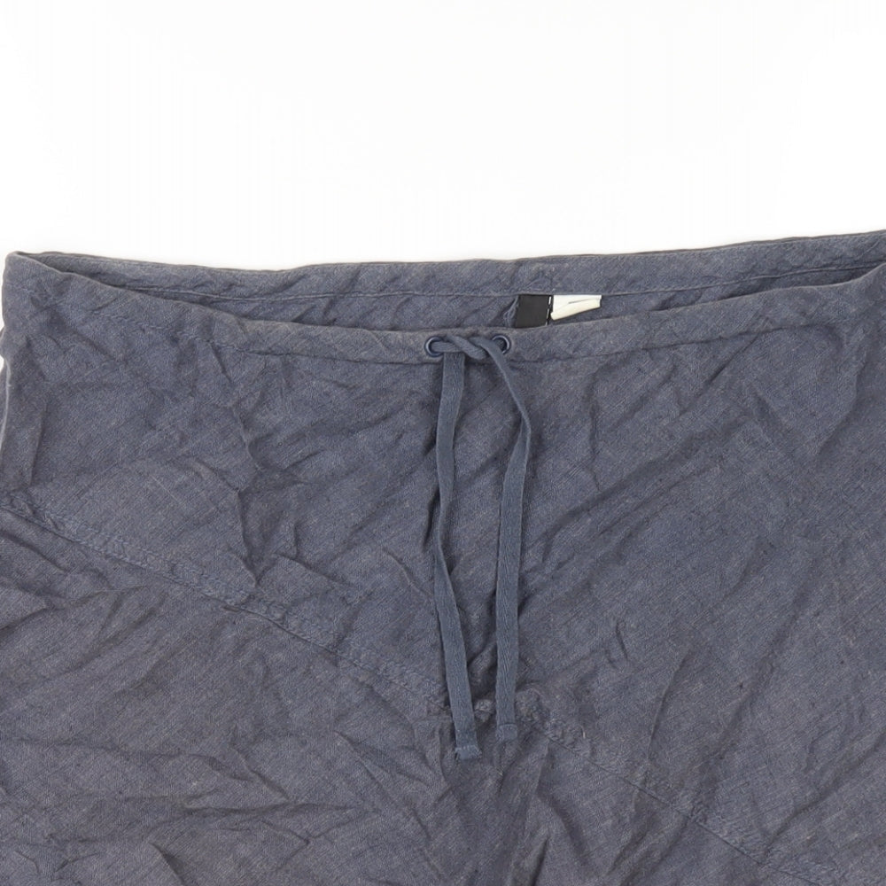 H&M Womens Blue Linen A-Line Skirt Size 10 Drawstring