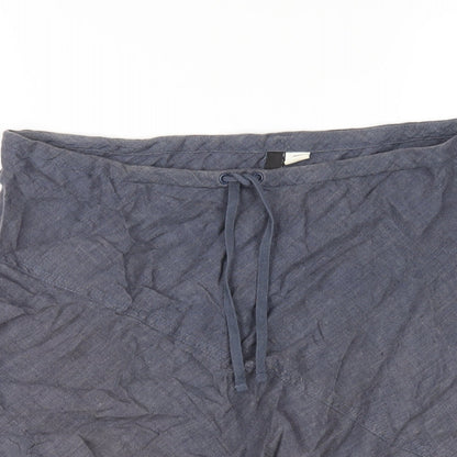 H&M Womens Blue Linen A-Line Skirt Size 10 Drawstring