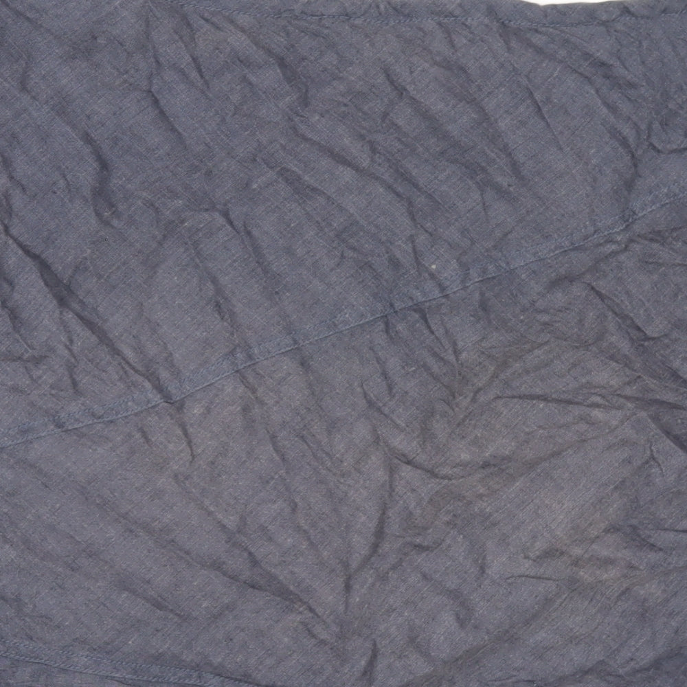 H&M Womens Blue Linen A-Line Skirt Size 10 Drawstring
