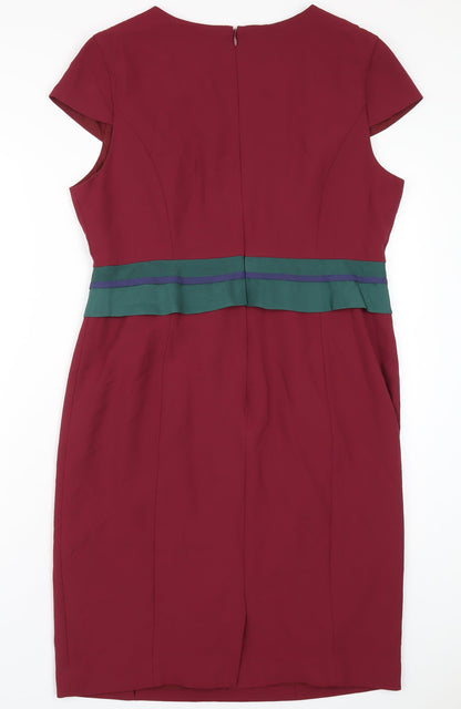 Fever Womens Red Polyester Pencil Dress Size 16 Round Neck Zip