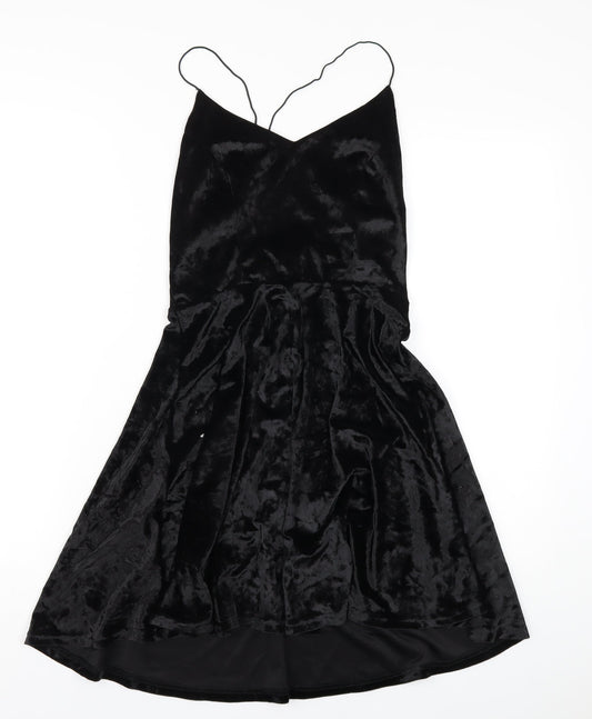 AX Paris Womens Black Polyester A-Line Size 10 V-Neck Zip