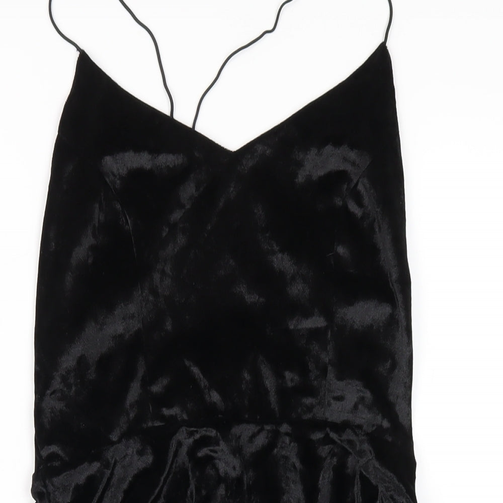 AX Paris Womens Black Polyester A-Line Size 10 V-Neck Zip