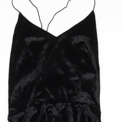 AX Paris Womens Black Polyester A-Line Size 10 V-Neck Zip