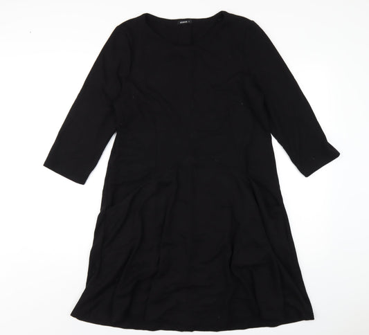 Roman Womens Black Polyester A-Line Size 14 Round Neck Pullover