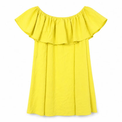 New Look Womens Yellow Polyester A-Line Size 14 Off the Shoulder Pullover