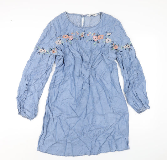 Dorothy Perkins Womens Blue Lyocell A-Line Size 14 Round Neck Pullover